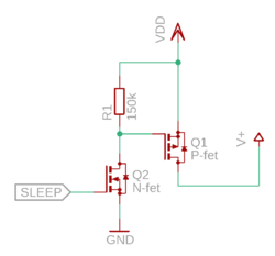 SLEEP pin with transistors can be used to turn external devices on and off